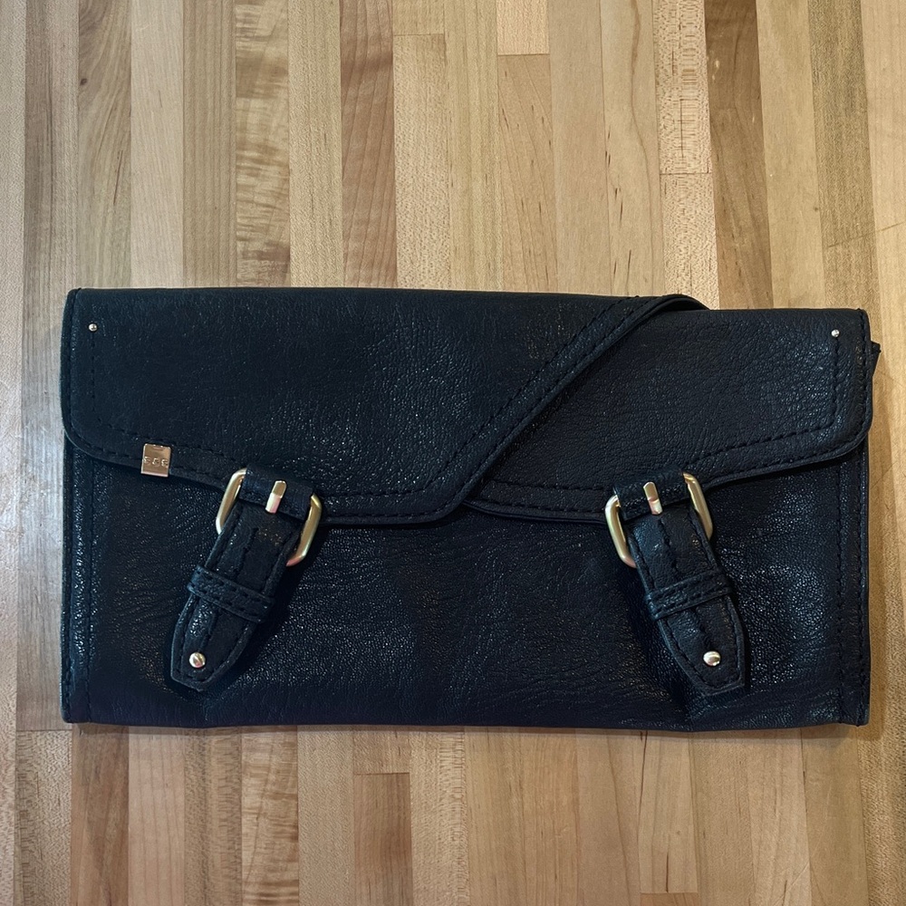 Elegant Black Leather Clutch - Anthropologie- Schuler & Sons Philadelphia